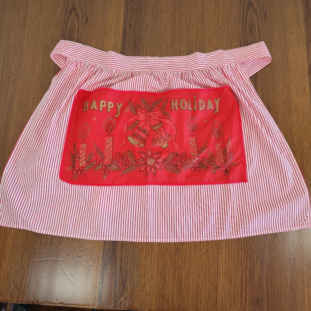 Happy Holidays Vintage Half Apron